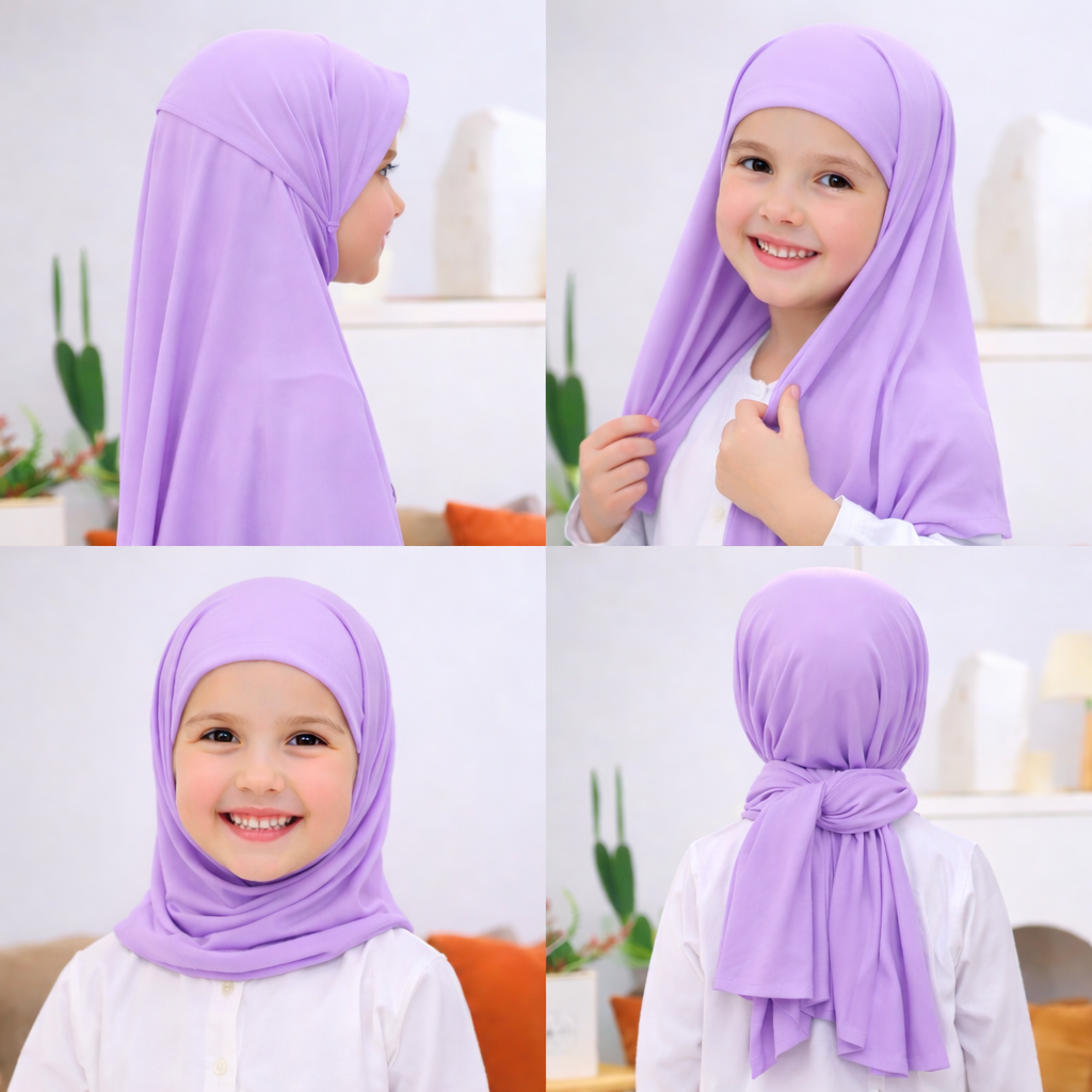 Kids Flowy Hijab with cap - Instance Hijab