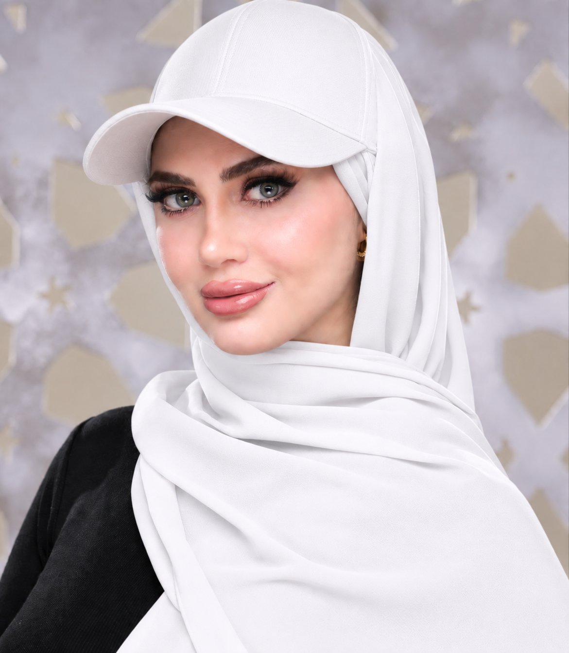 Chiffon Hijab with attach Hat - Topi
