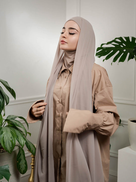 Instant Chiffon Hijab with included Zip underscarf