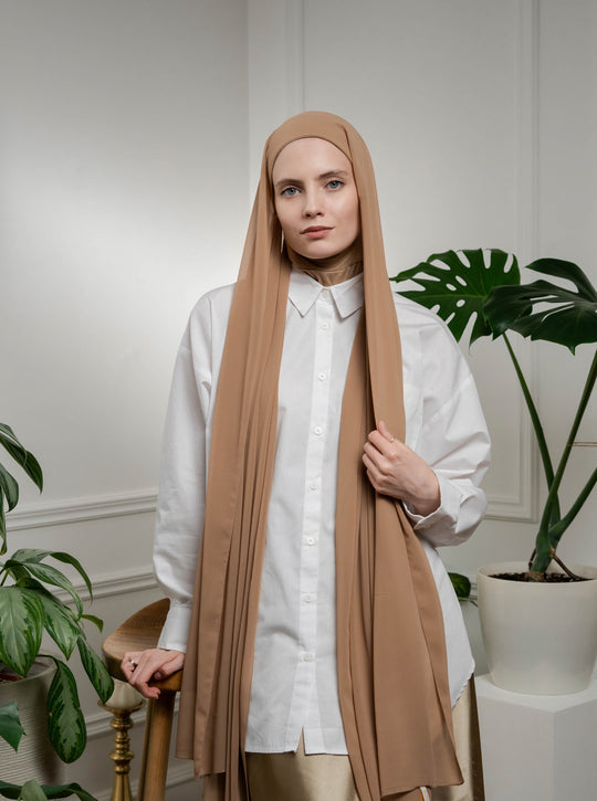 Instant Chiffon Hijab with included Zip underscarf
