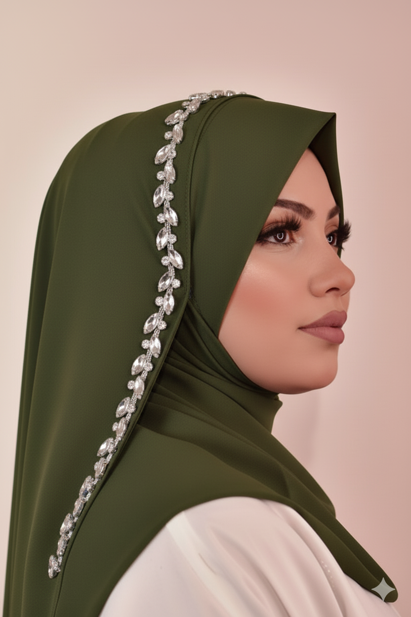 Embroidery Stud Hijab - Ready to Wear Instant Hijab