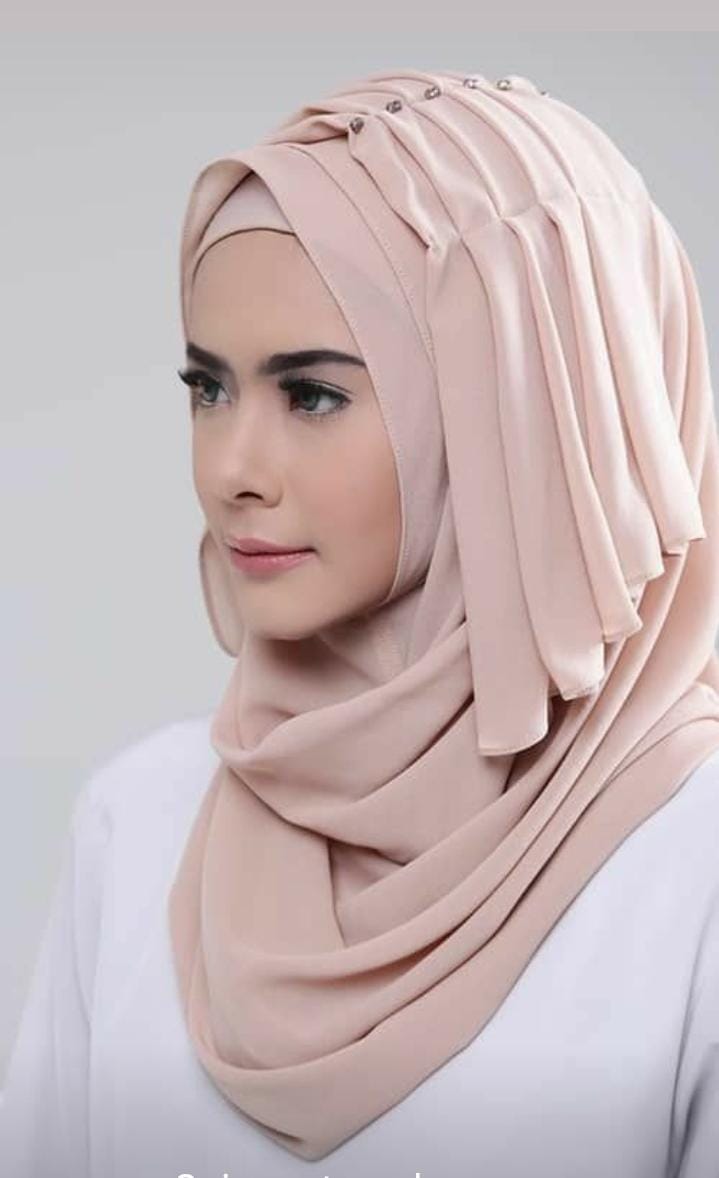 Butterfly Pleated Chiffon Hijab | Lightweight & Stylish - Attraction mart