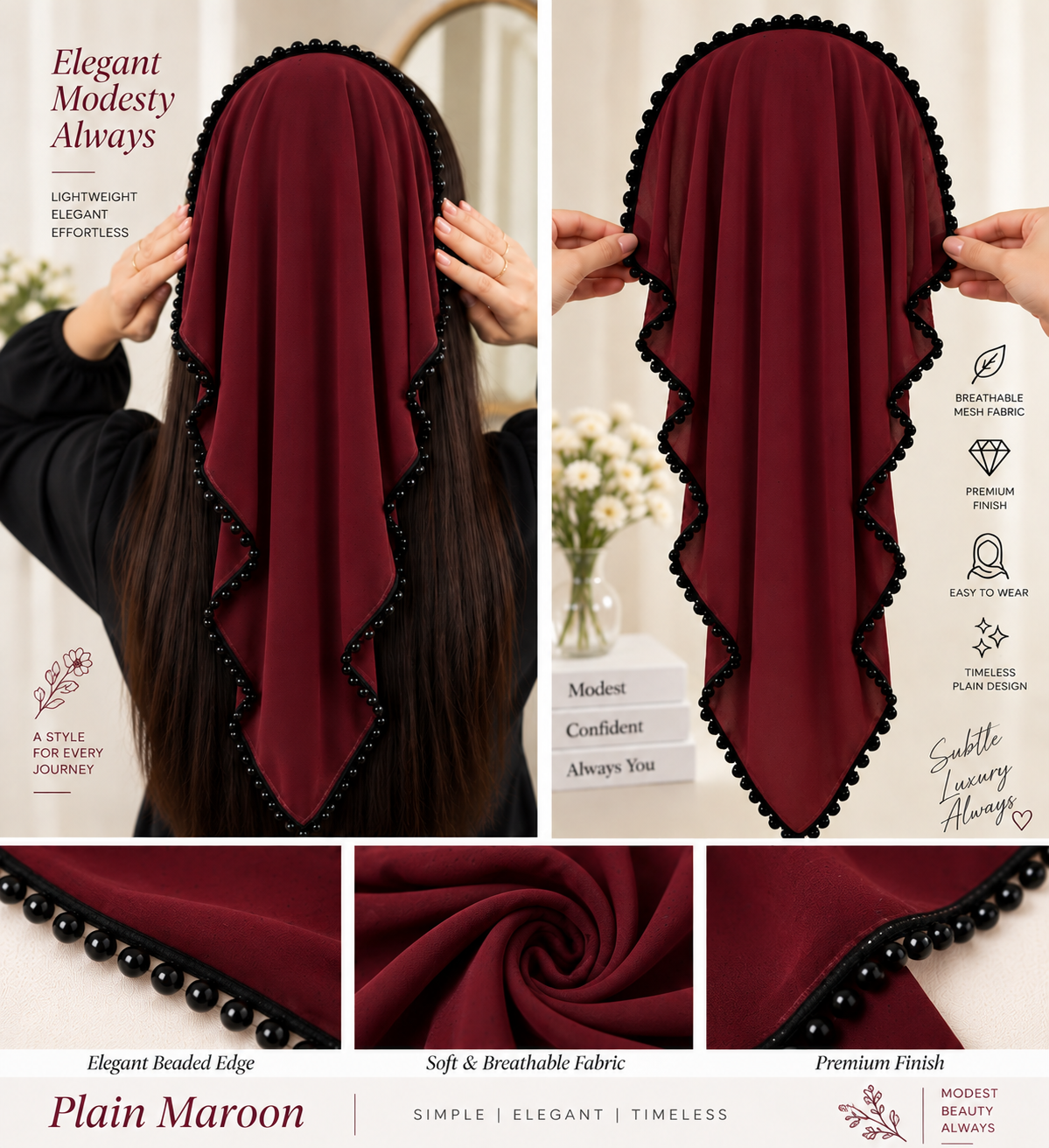 Beaded Hair Net Headband – Elegant Hair Cover & Bun Snood