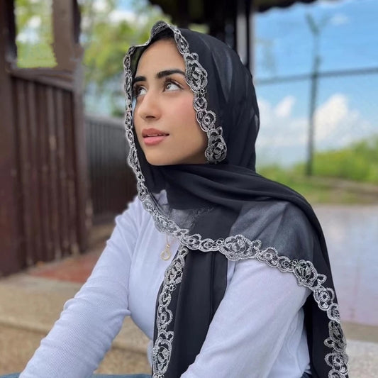 Bubble Lace Chiffon Hijab - Attraction Mart
