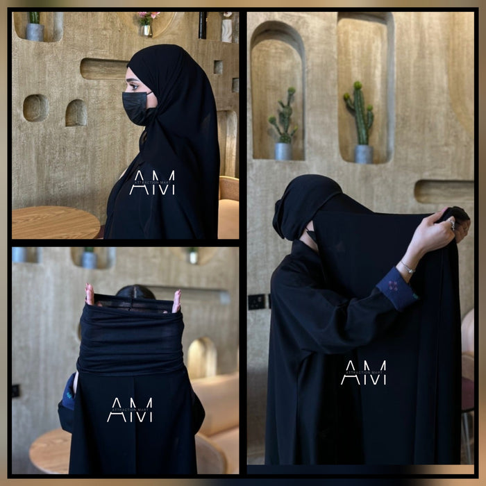 Chiffon Hijab with Attached Cap