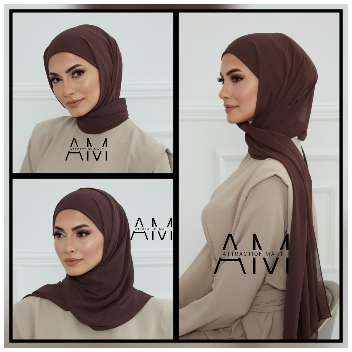 Chiffon Hijab with attached cap