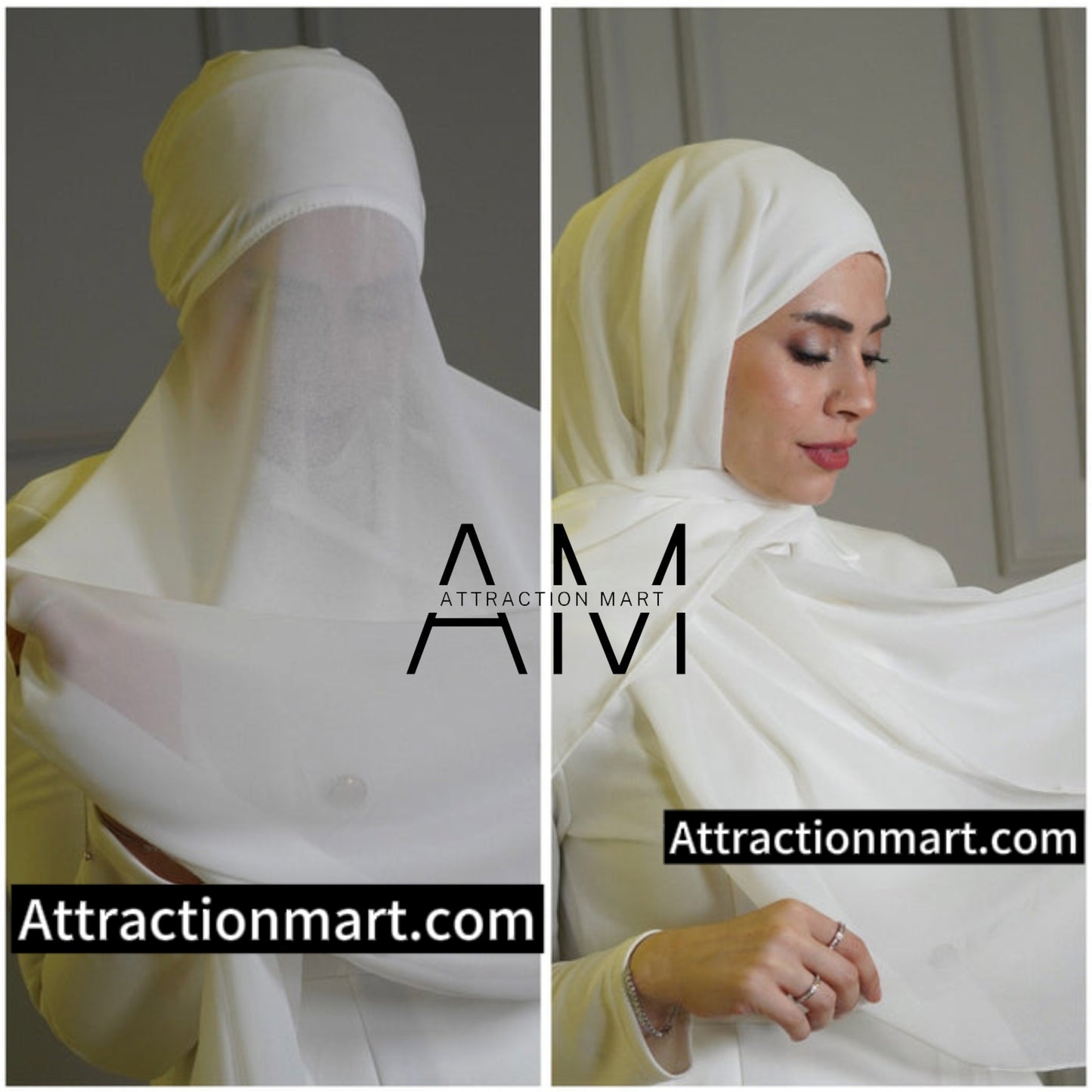 Chiffon Hijab with attached cap