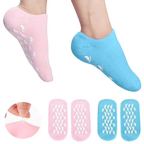 Moisturizing Spa Gel Socks Pedicure Soften Repairing Cracked Skin Feet Foot Pain Relief Pads for Women Men Pink