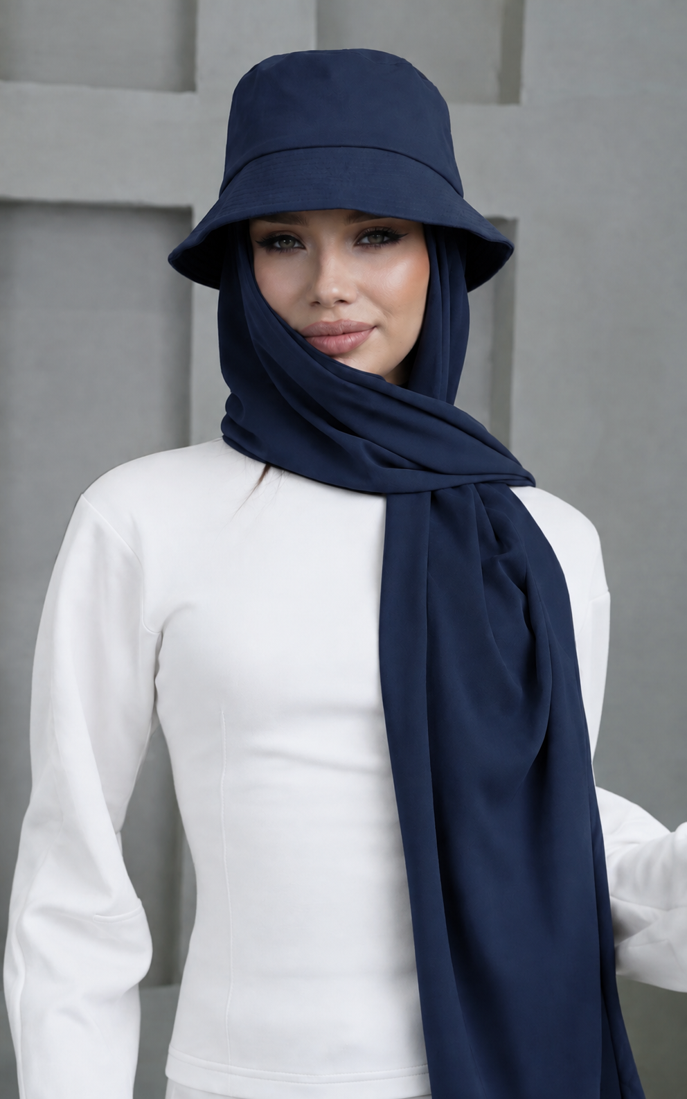 Bucket Hat with attached Scarf