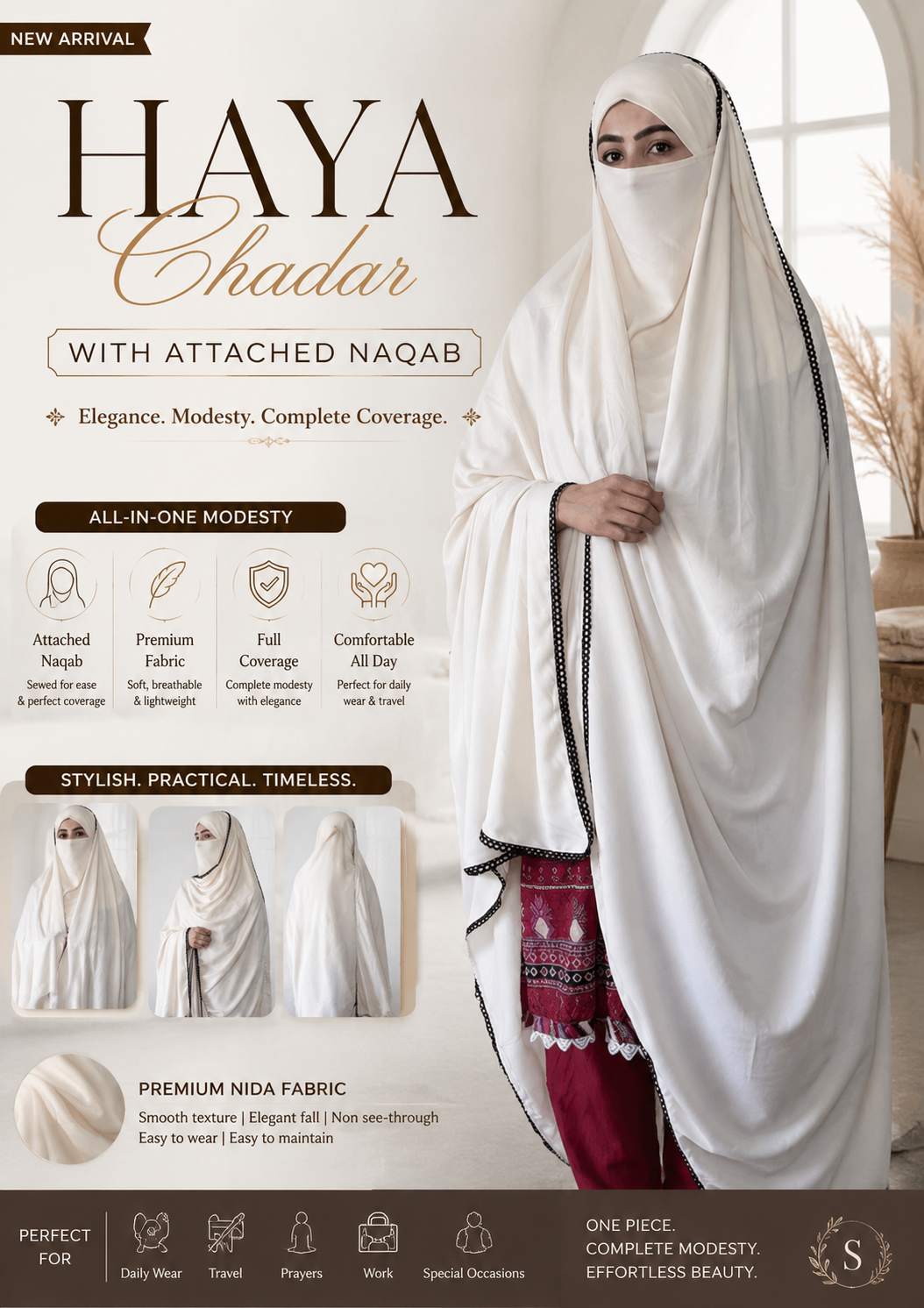 Elegant Haya Chadar with Attached Niqab