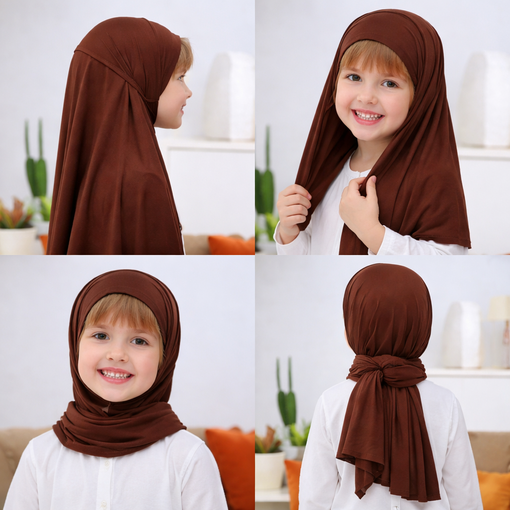 Kids Flowy Hijab with cap -  Instance Hijab
