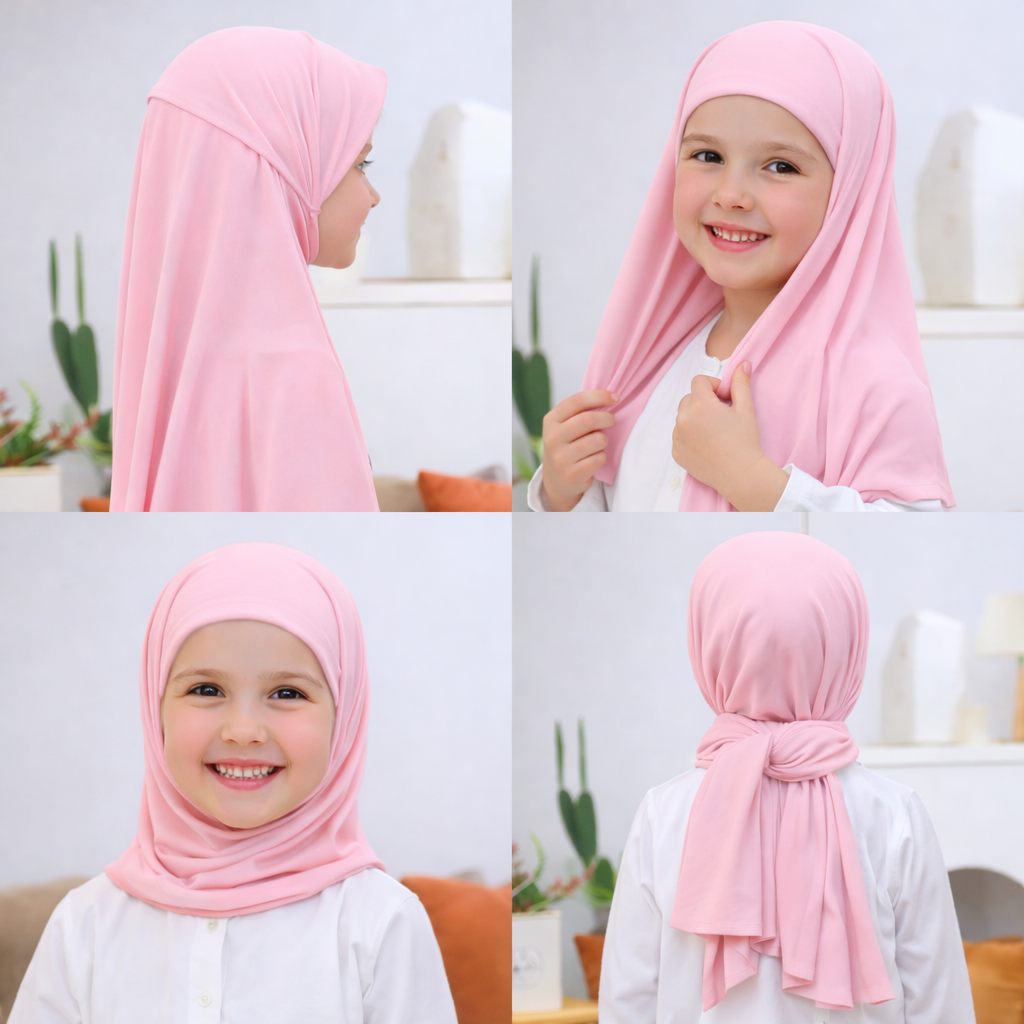 Kids Flowy Hijab with cap -  Instance Hijab
