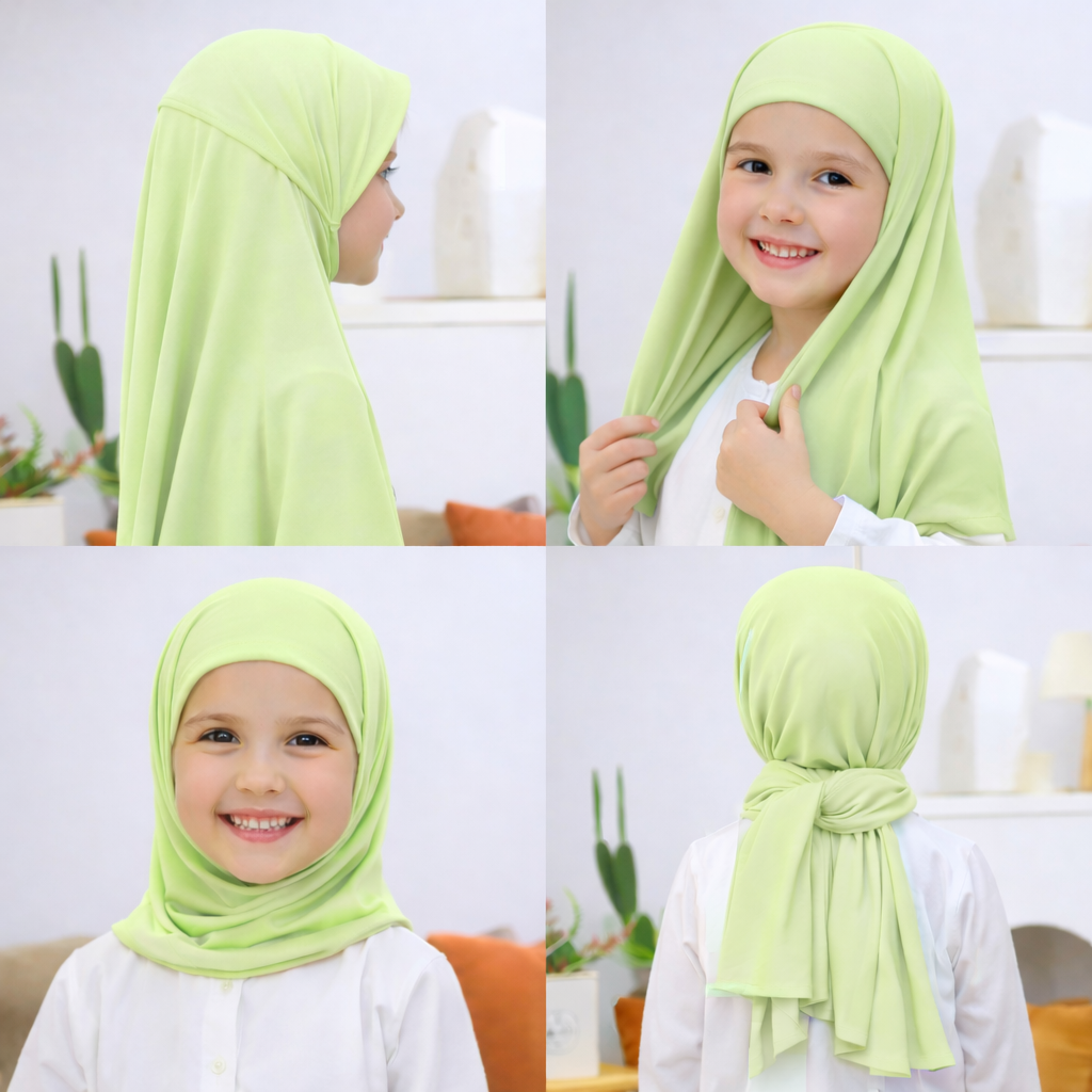 Kids Flowy Hijab with cap -  Instance Hijab