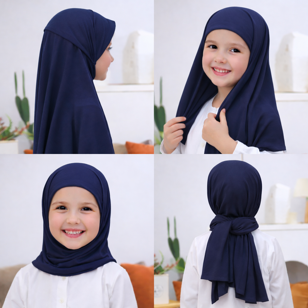 Kids Flowy Hijab with cap -  Instance Hijab