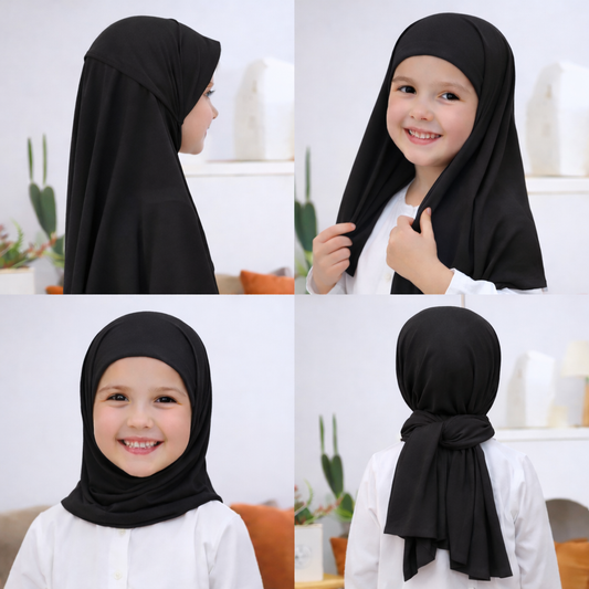 Kids Flowy Hijab with cap -  Instance Hijab