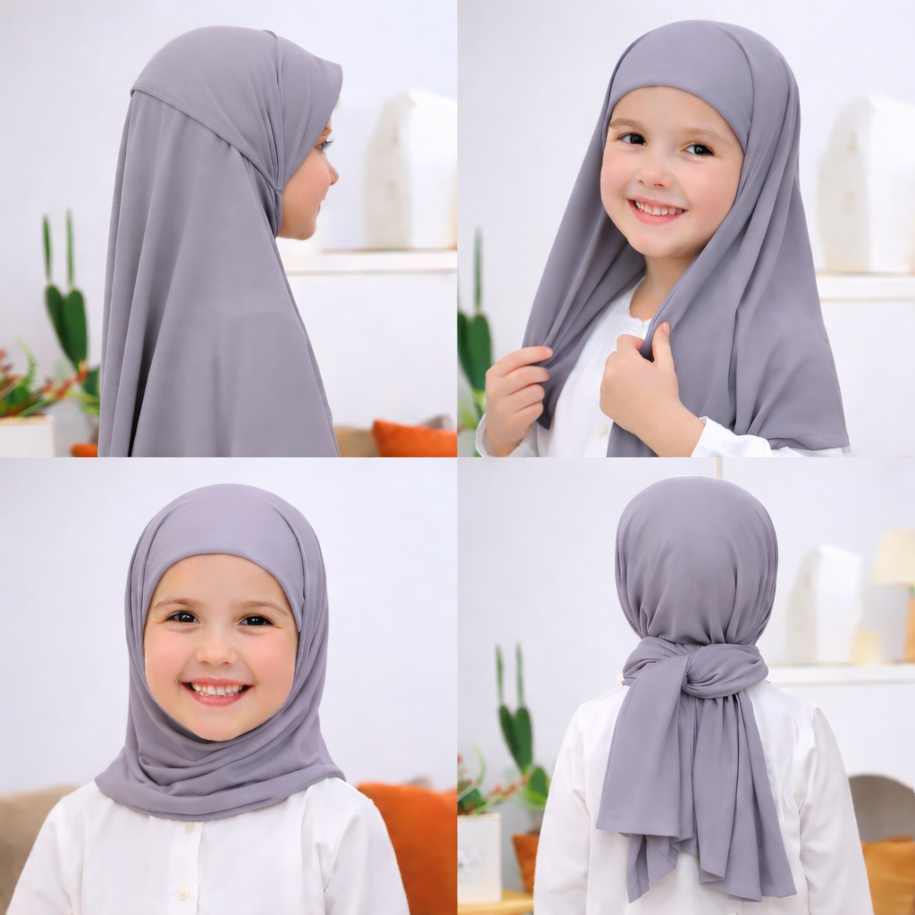 Kids Flowy Hijab with cap -  Instance Hijab