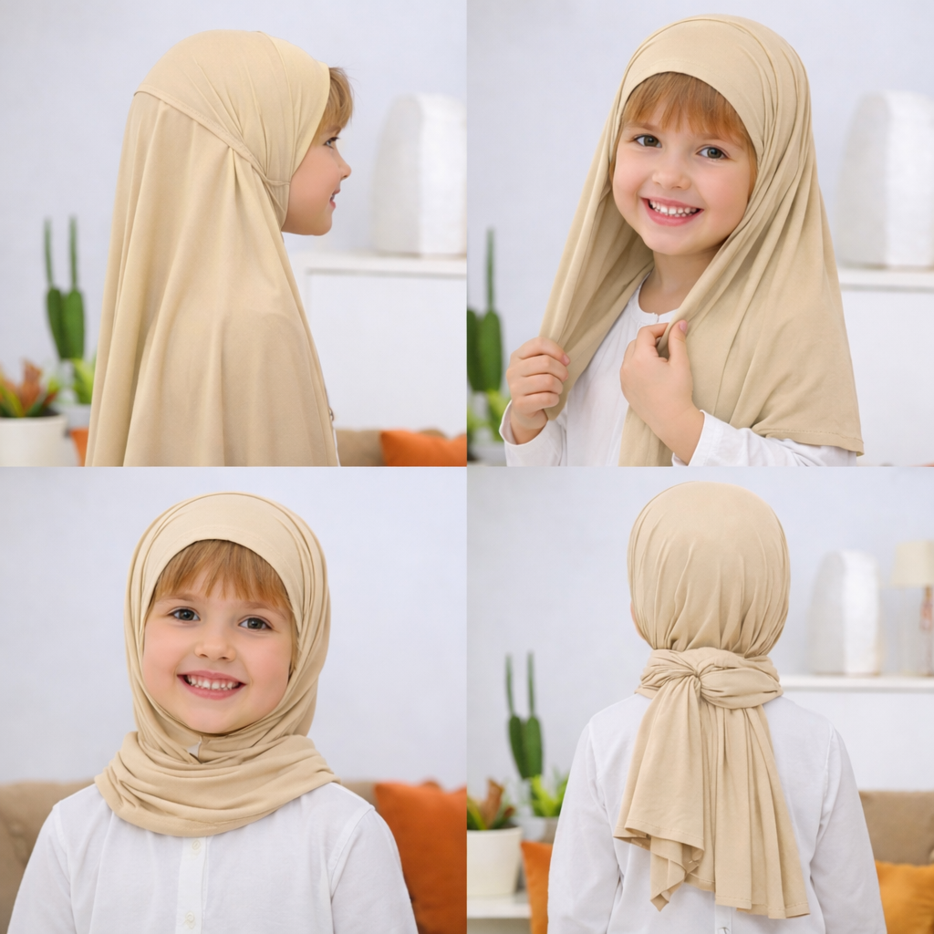 Kids Flowy Hijab with cap -  Instance Hijab