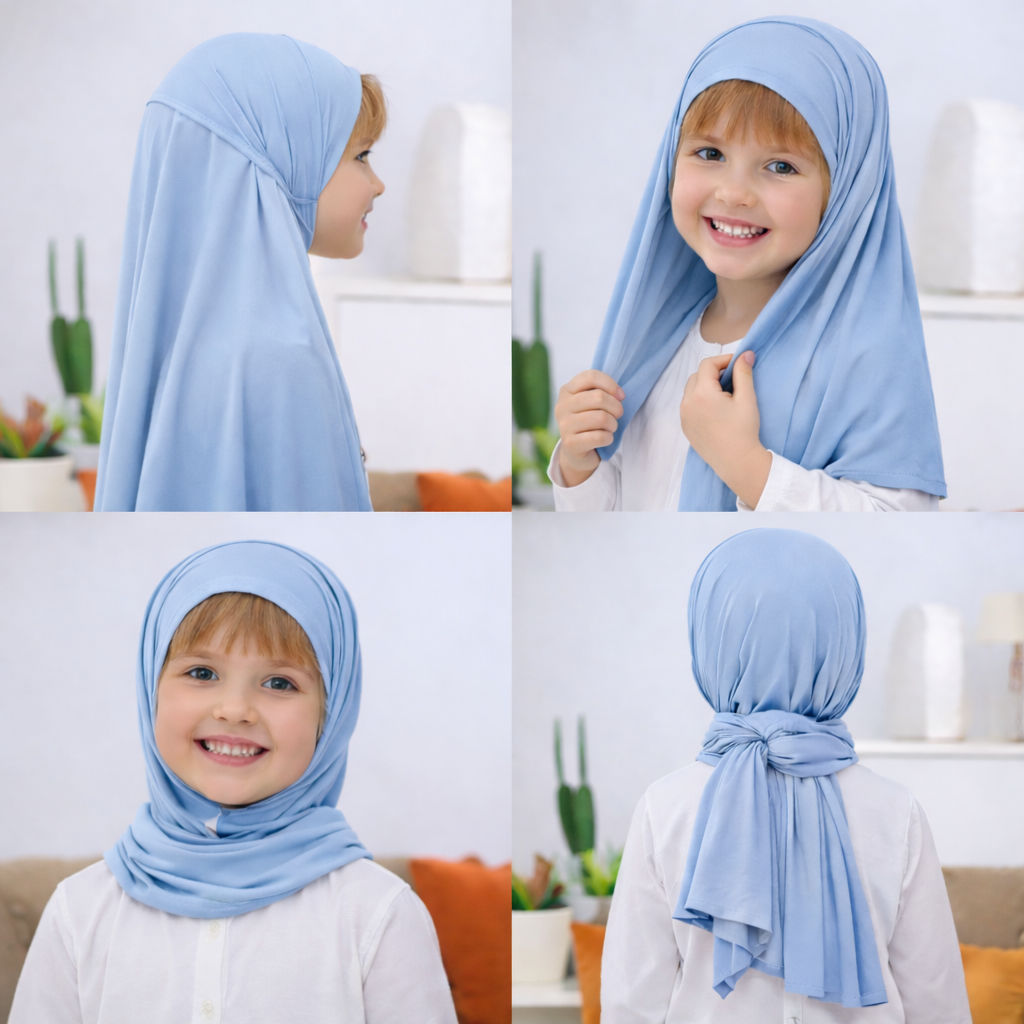 Kids Flowy Hijab with cap -  Instance Hijab