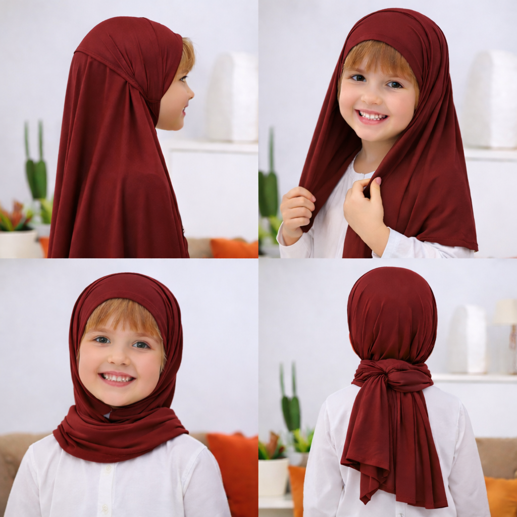 Kids Flowy Hijab with cap -  Instance Hijab