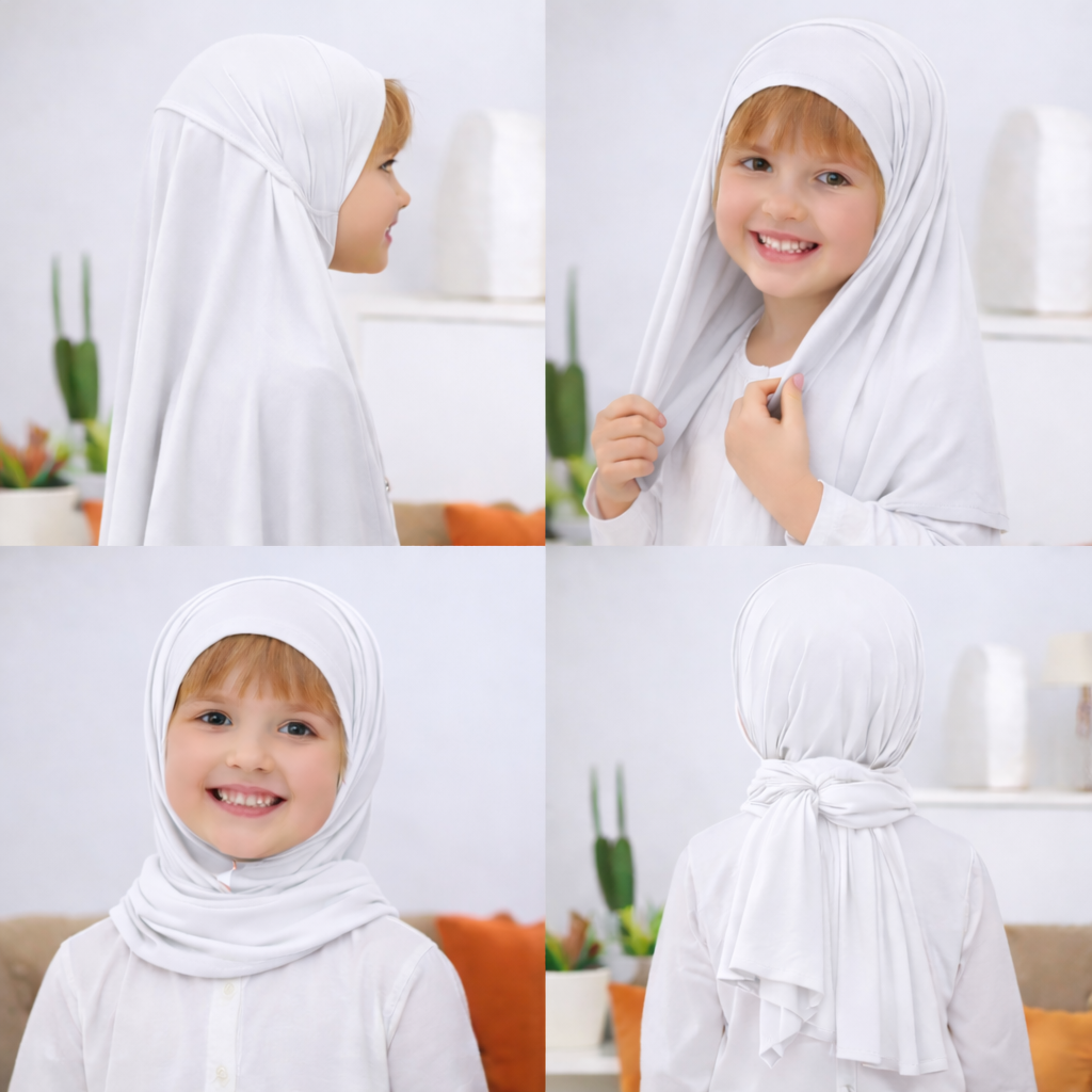 Kids Flowy Hijab with cap -  Instance Hijab