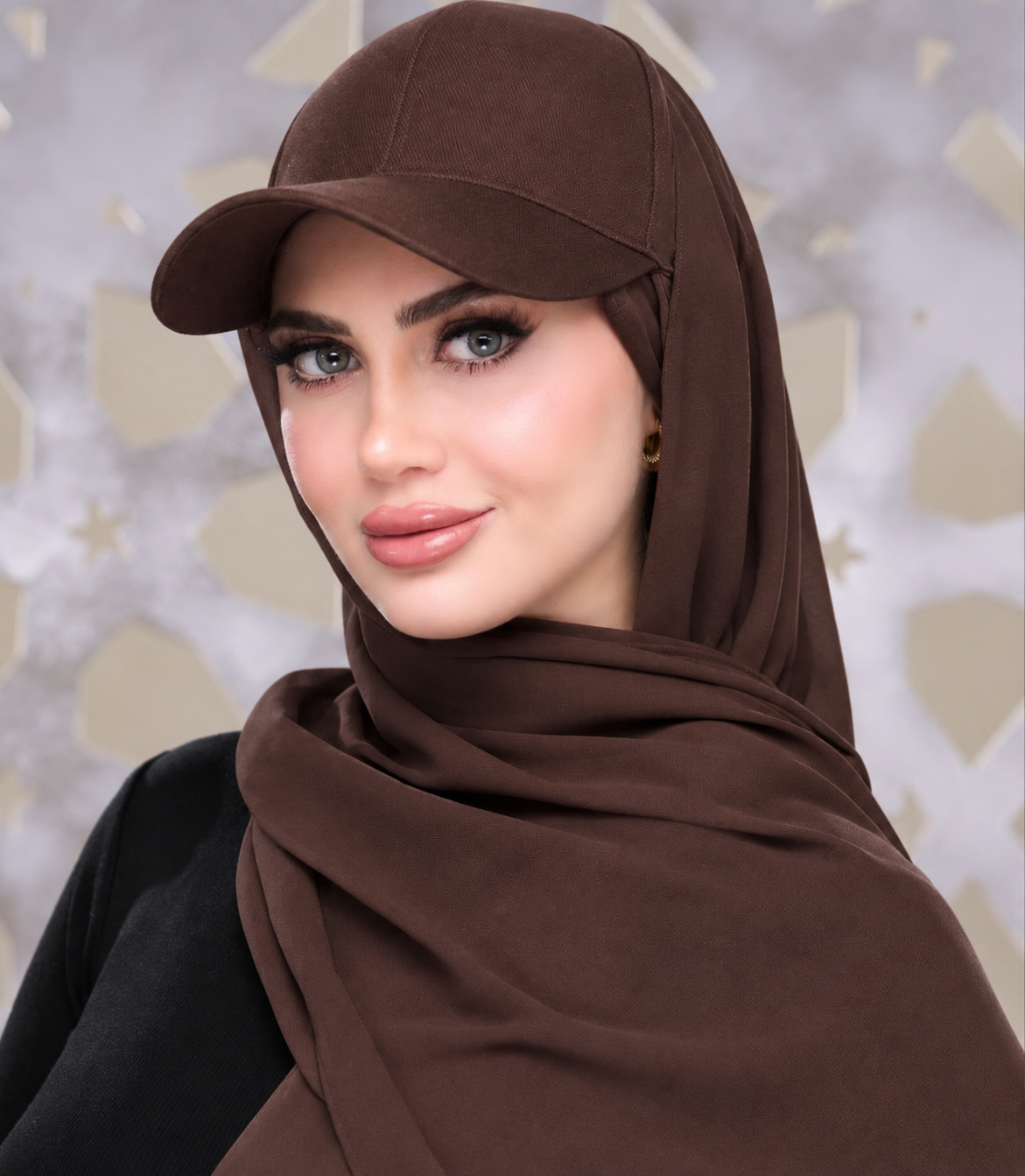 Chiffon Hijab with attach Hat - Topi