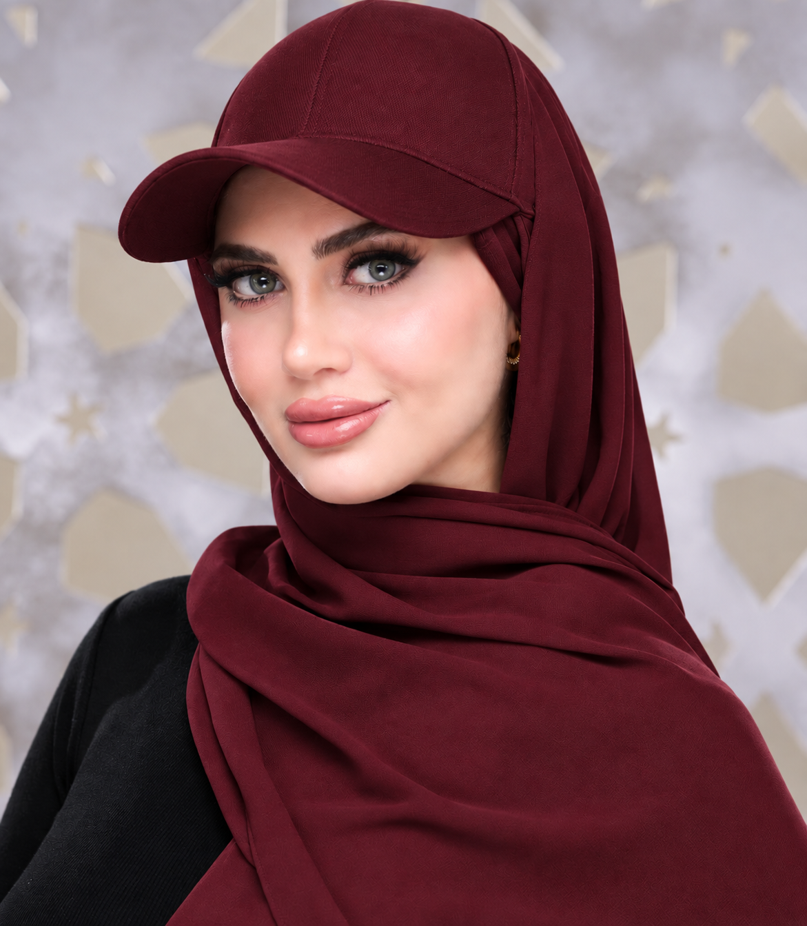 Chiffon Hijab with attach Hat - Topi