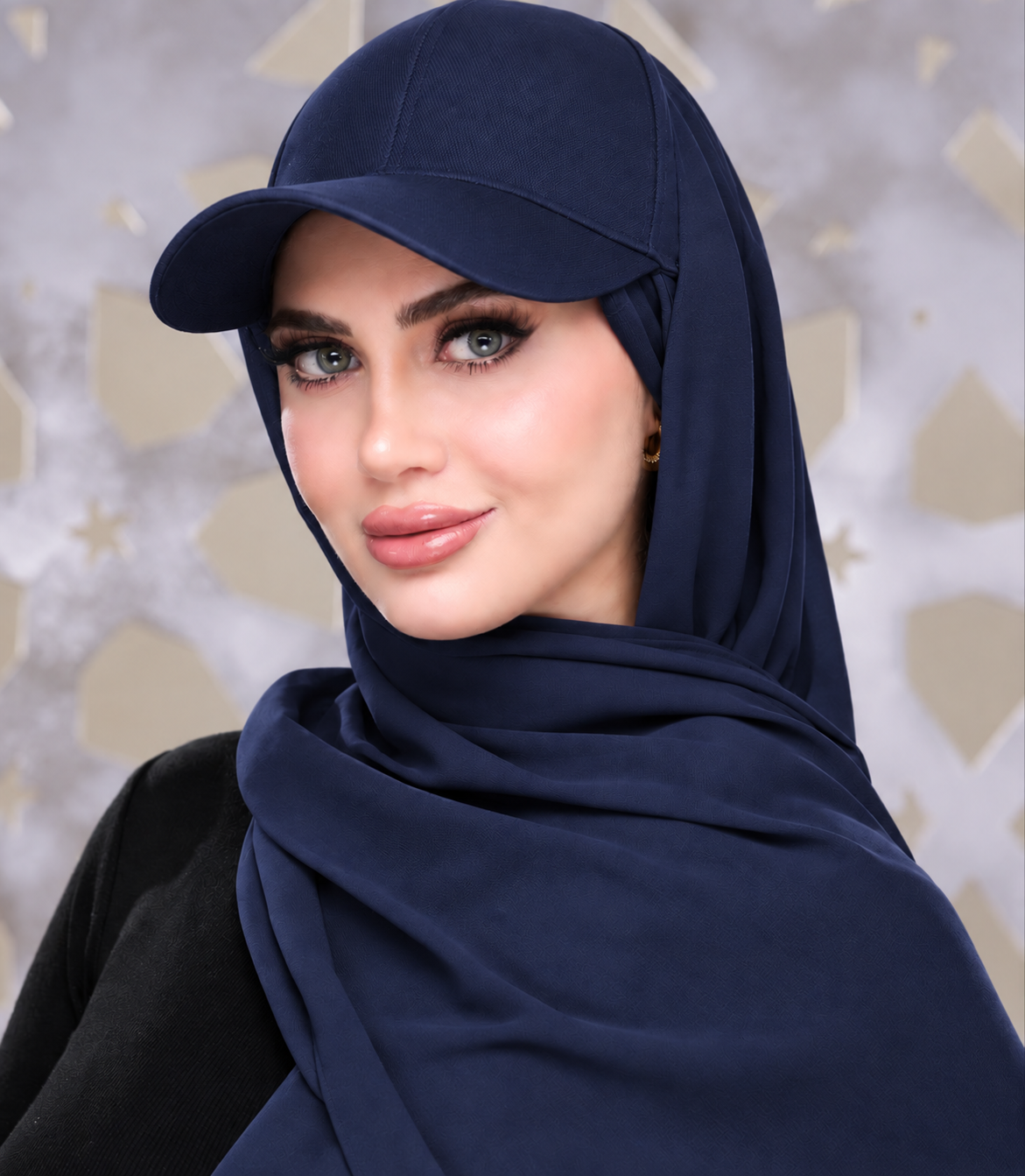 Chiffon Hijab with attach Hat - Topi
