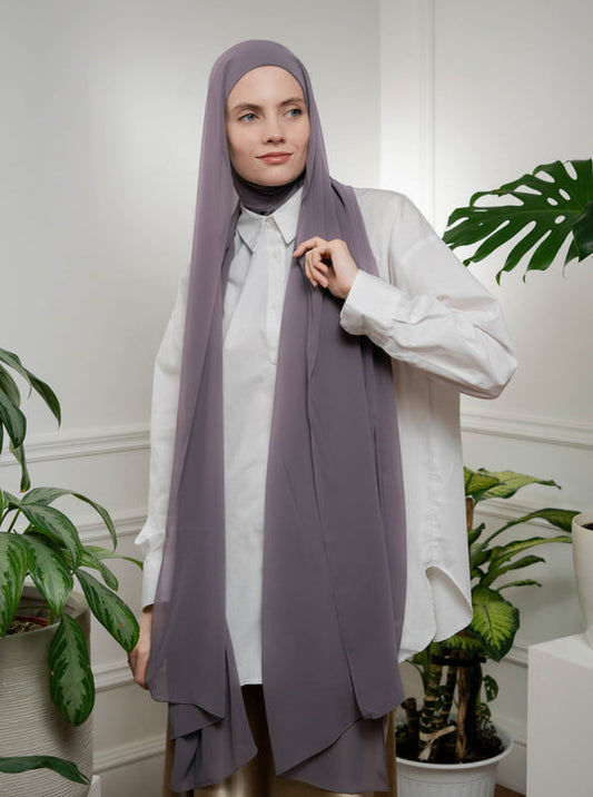 Instant Chiffon Hijab with included Zip underscarf