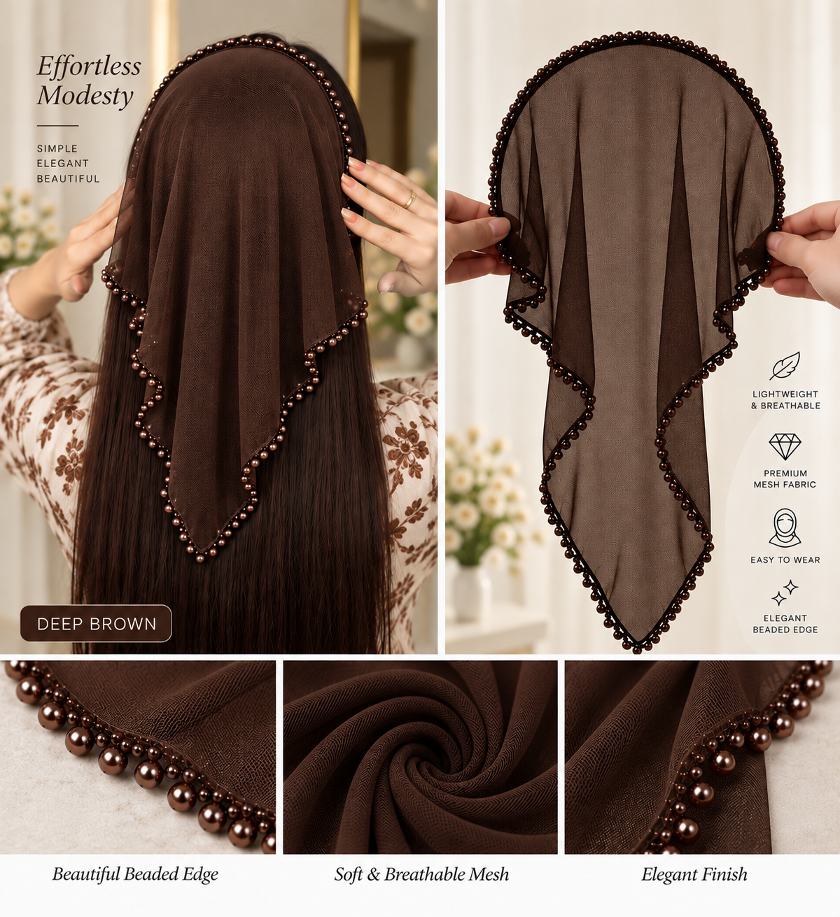 Beaded Hair Net Headband – Elegant Hair Cover & Bun Snood