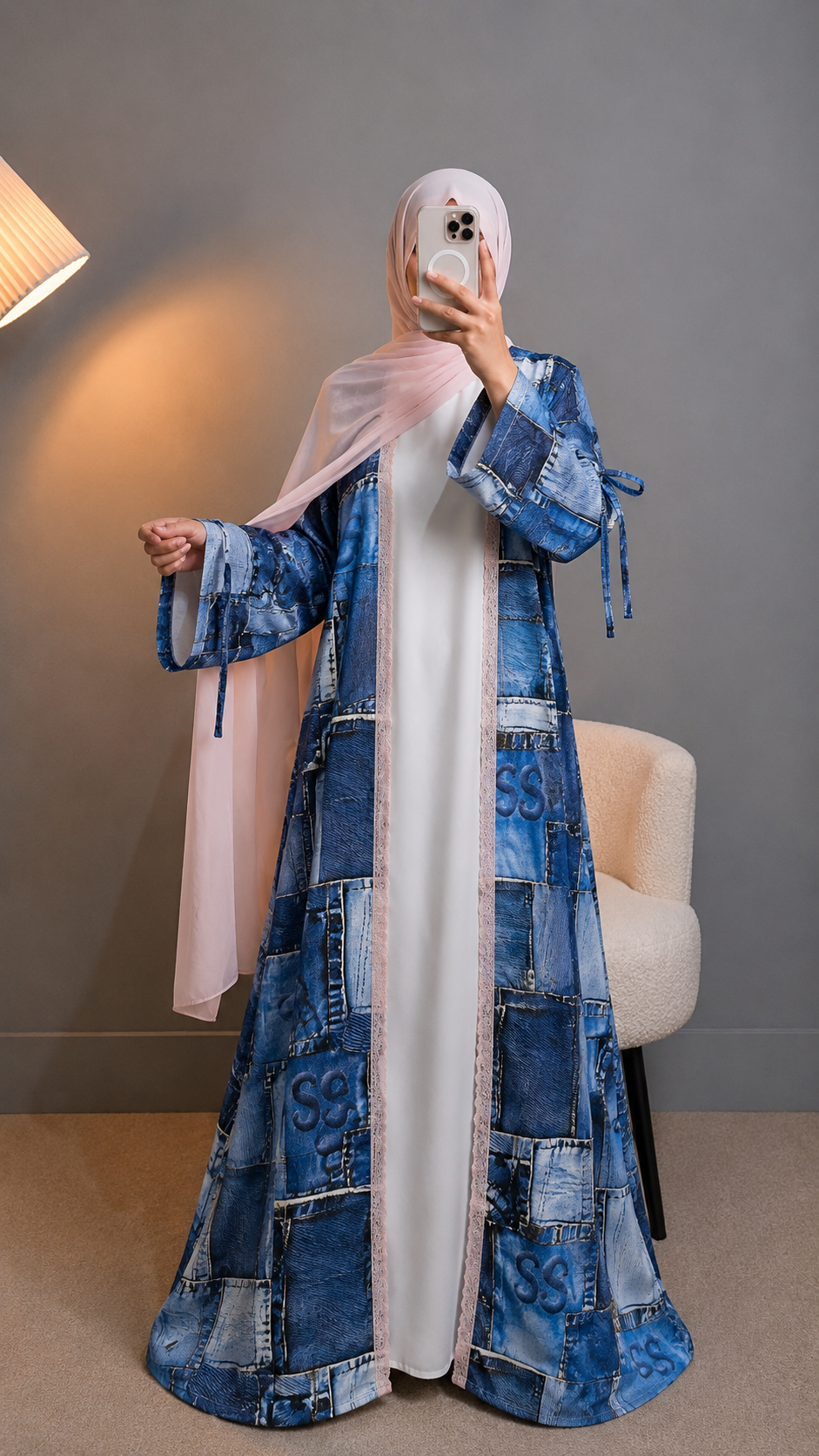 Flora 2-Piece Printed Abaya Set | Inner + Open Front Coat