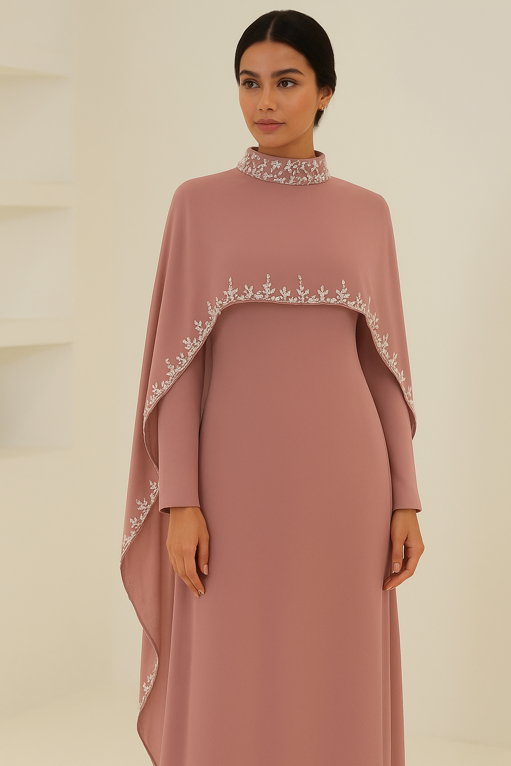 Celestial Rhinestone Cape Abaya | Luxury 2-Piece Set