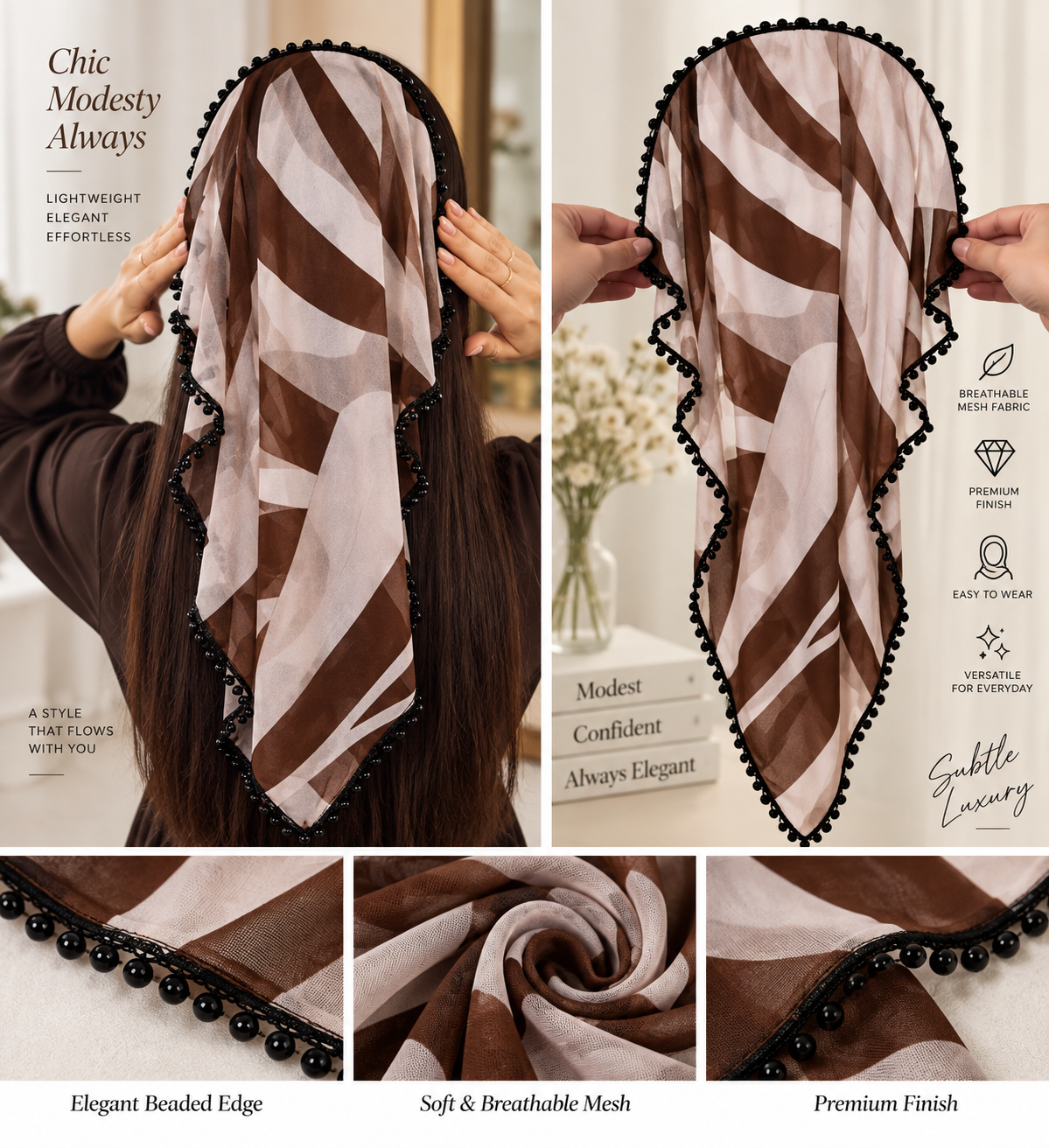 Beaded Hair Net Headband – Elegant Hair Cover & Bun Snood