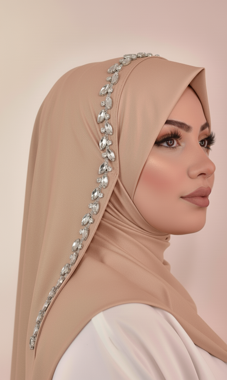 Embroidery Stud Hijab - Ready to Wear Instant Hijab