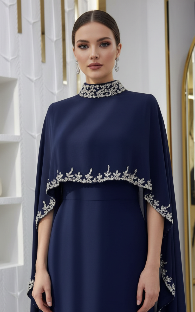 Celestial Rhinestone Cape Abaya | Luxury 2-Piece Set
