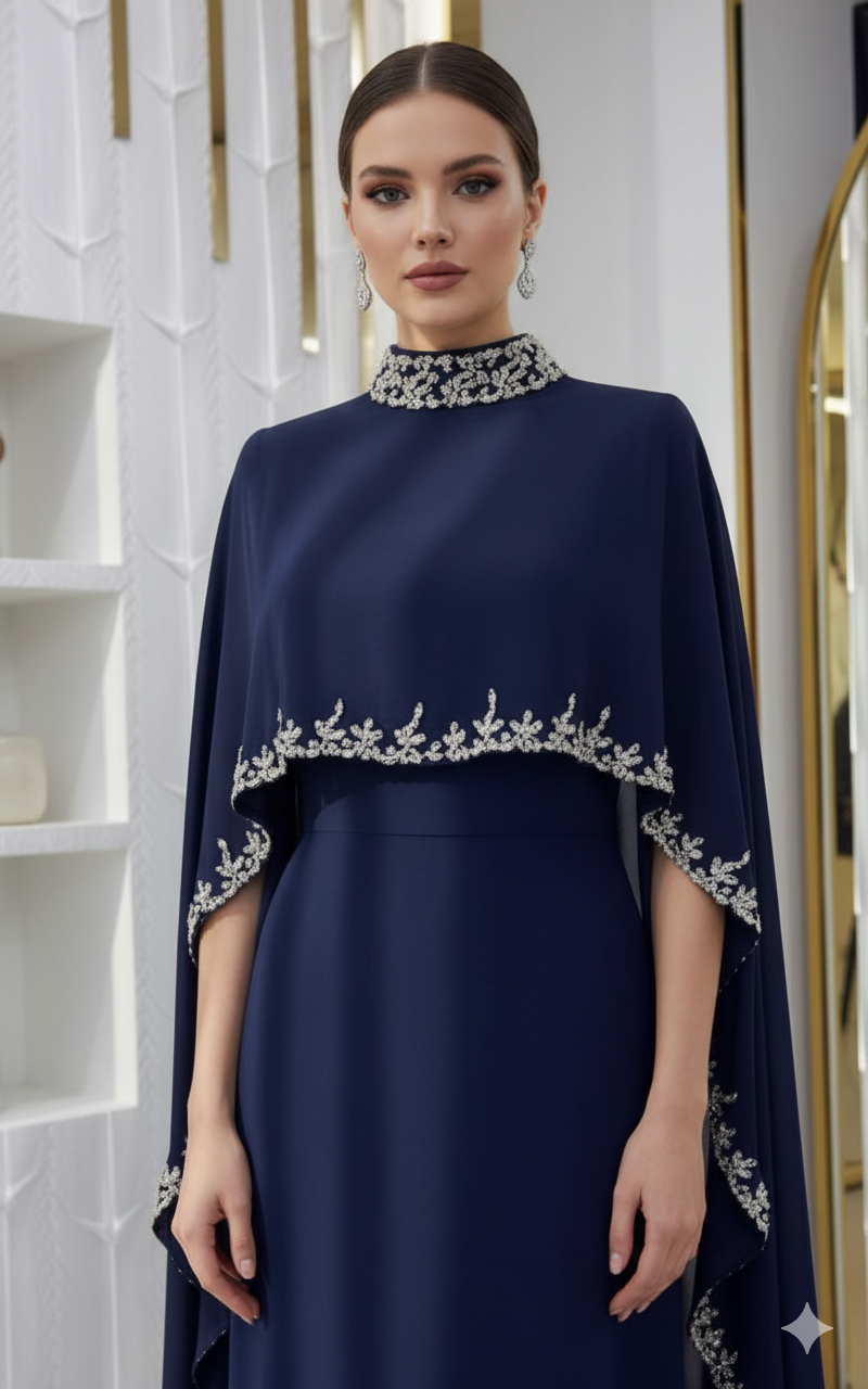 Celestial Rhinestone Cape Abaya | Luxury 2-Piece Set