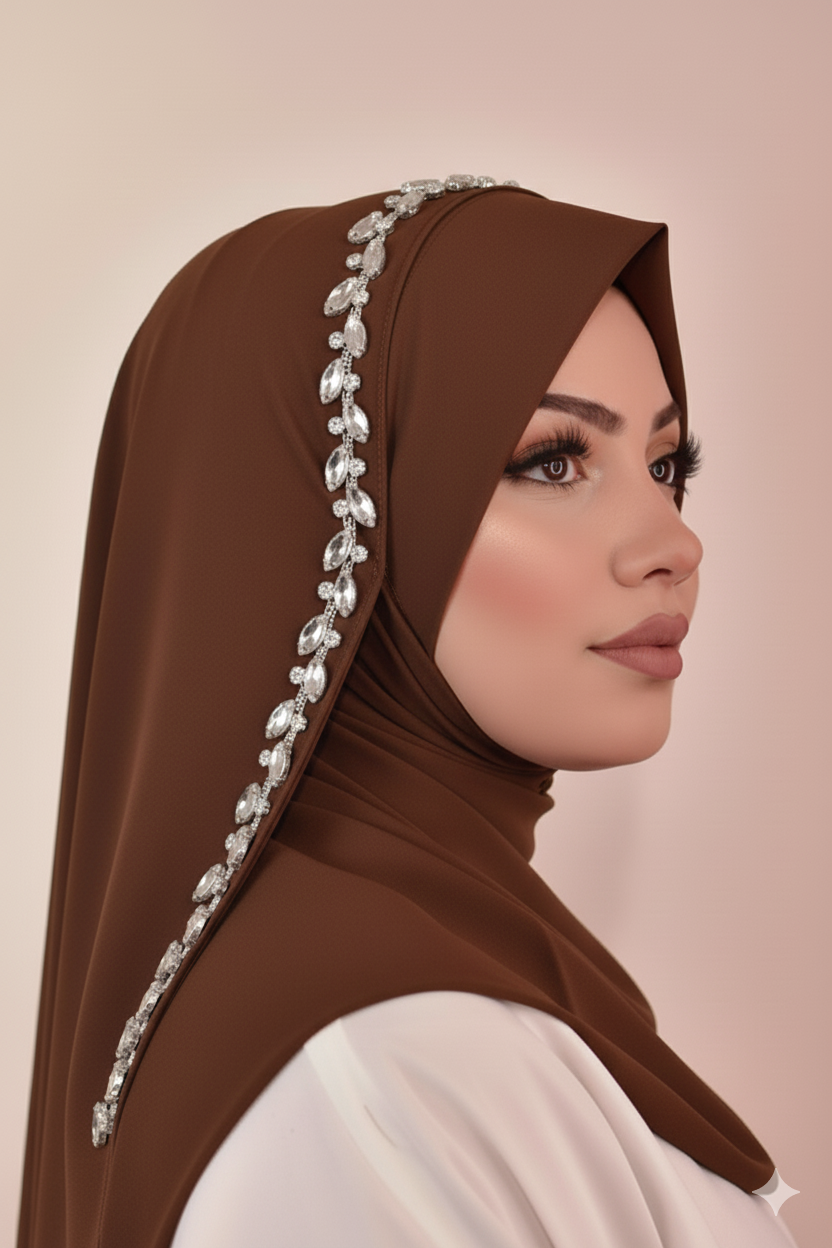 Embroidery Stud Hijab - Ready to Wear Instant Hijab
