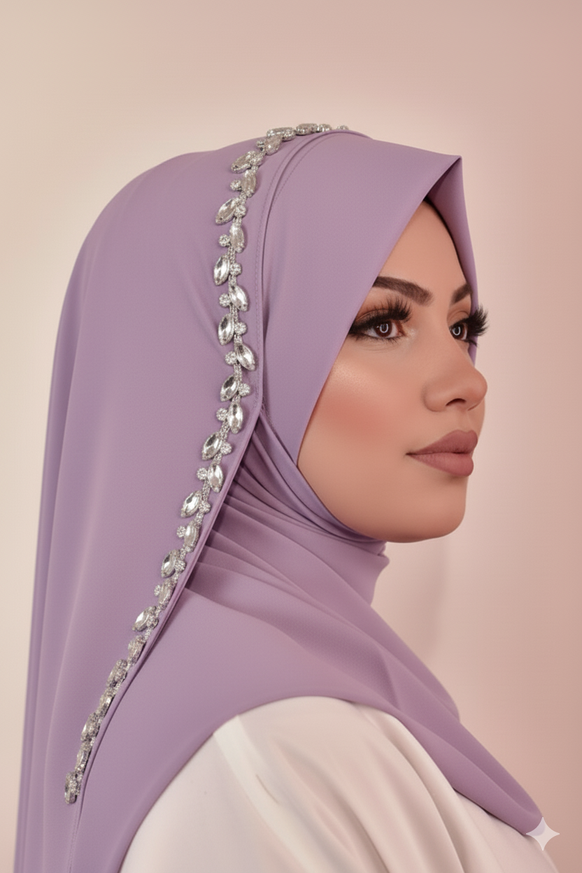 Embroidery Stud Hijab - Ready to Wear Instant Hijab
