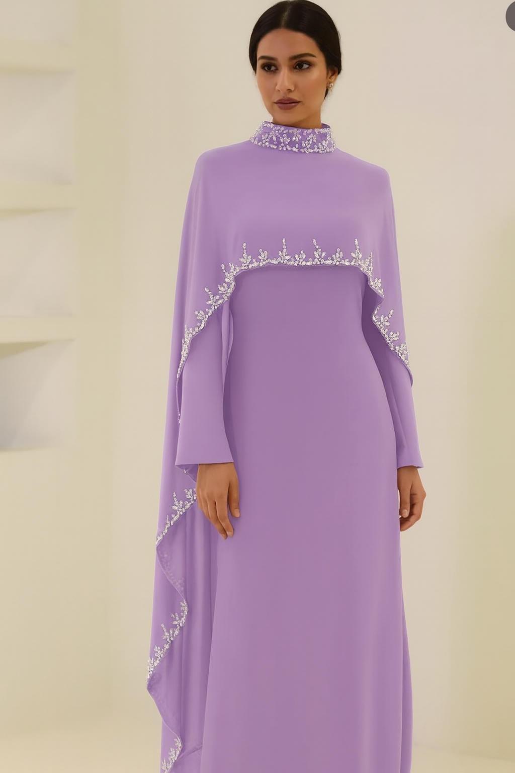 Celestial Rhinestone Cape Abaya | Luxury 2-Piece Set