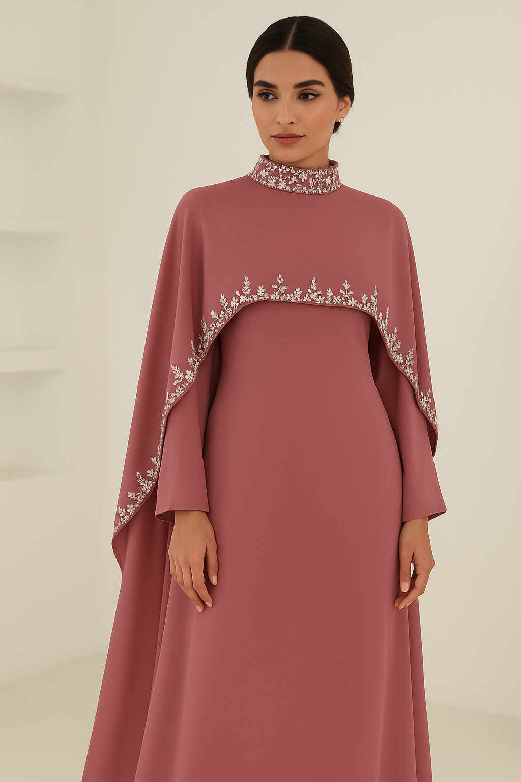 Celestial Rhinestone Cape Abaya | Luxury 2-Piece Set