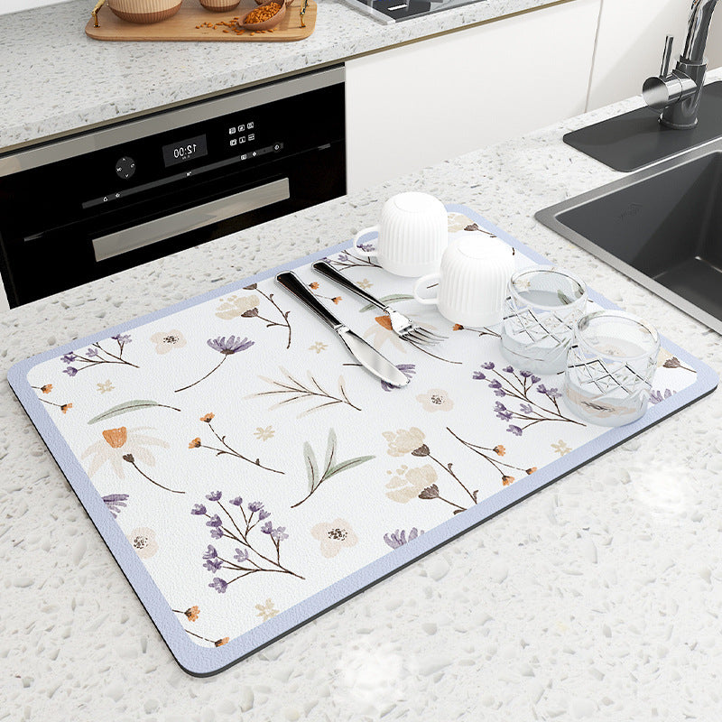 Flower Shape Kitchen Drain Pad Absorbent Sink Mats Non Slip Dish Drying Mat  Coffee Tableware Placemat Free Shipping Worldwide 