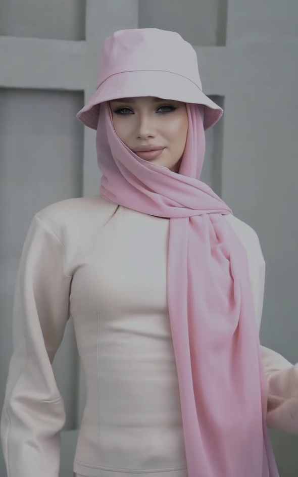 Bucket Hat with attached Scarf