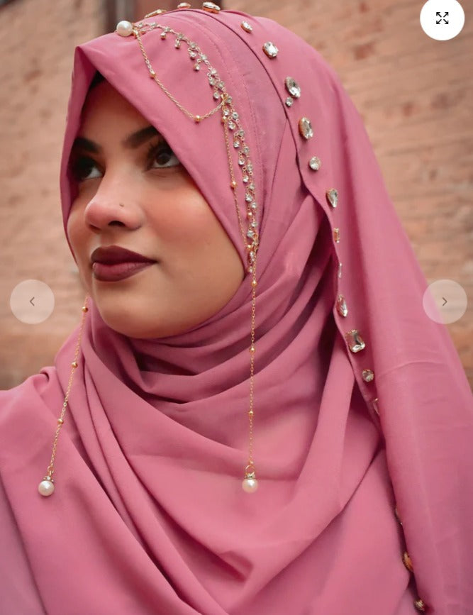 Habibi Hijab - Ready-to-Wear Instant Hijab with Embellished Chain Detailing