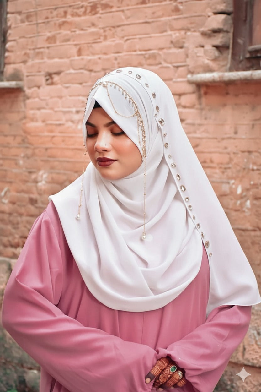 Habibi Hijab - Ready-to-Wear Instant Hijab with Embellished Chain Detailing