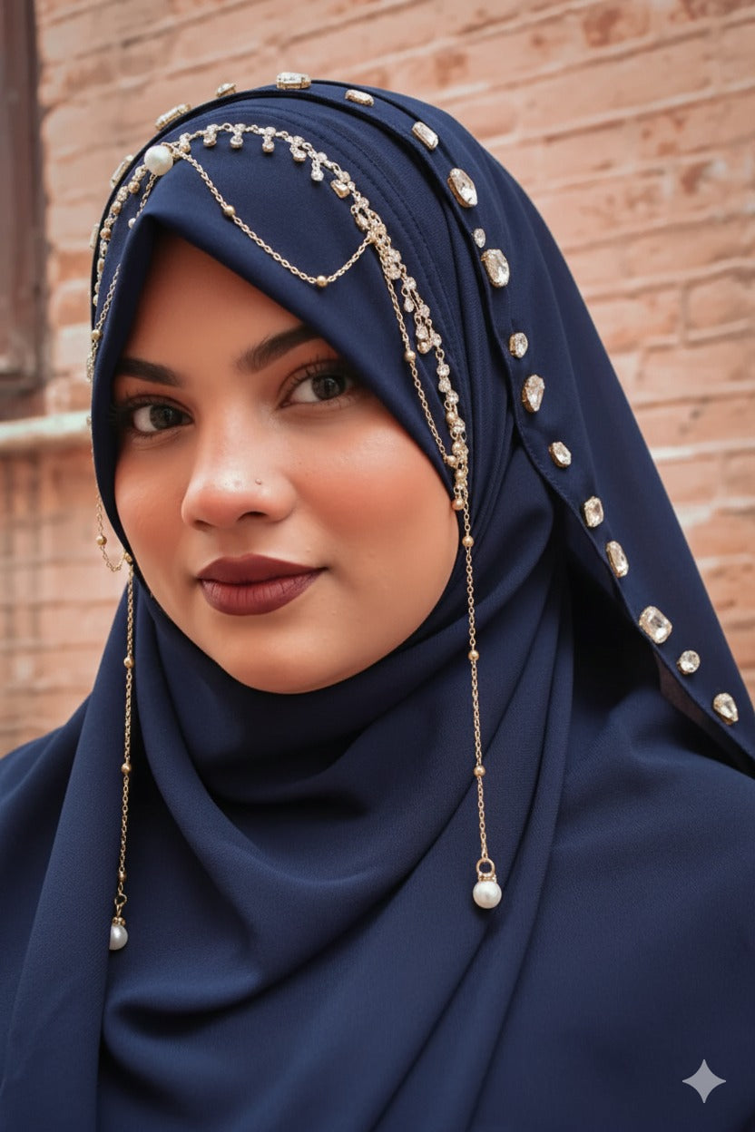 Habibi Hijab - Ready-to-Wear Instant Hijab with Embellished Chain Detailing