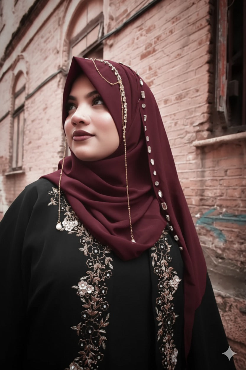 Habibi Hijab - Ready-to-Wear Instant Hijab with Embellished Chain Detailing