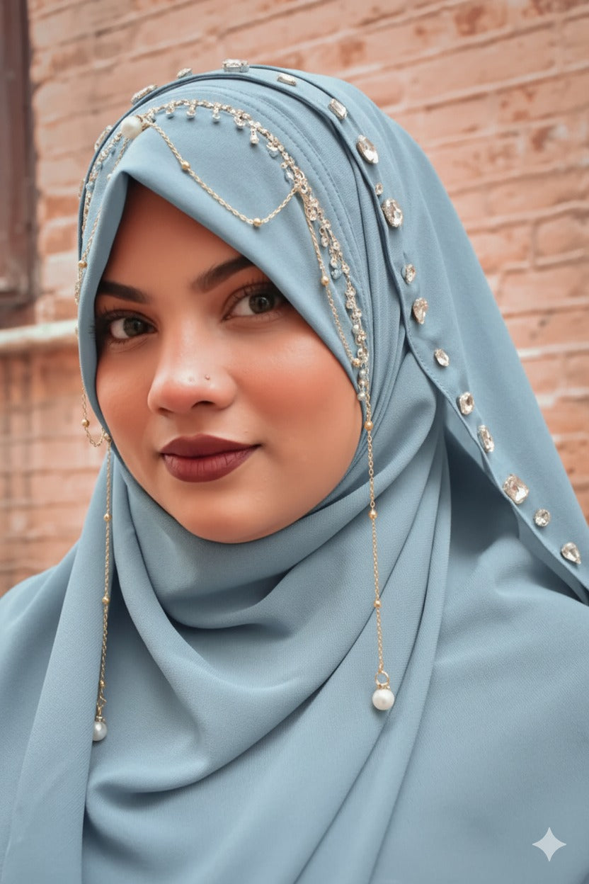 Habibi Hijab - Ready-to-Wear Instant Hijab with Embellished Chain Detailing