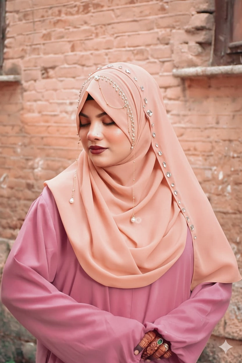 Habibi Hijab - Ready-to-Wear Instant Hijab with Embellished Chain Detailing