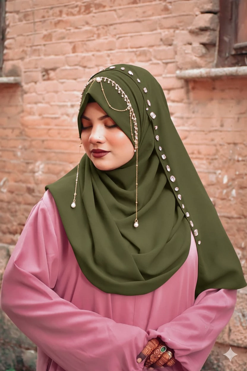 Habibi Hijab - Ready-to-Wear Instant Hijab with Embellished Chain Detailing