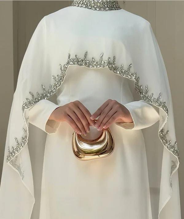 Celestial Rhinestone Cape Abaya | Luxury 2-Piece Set