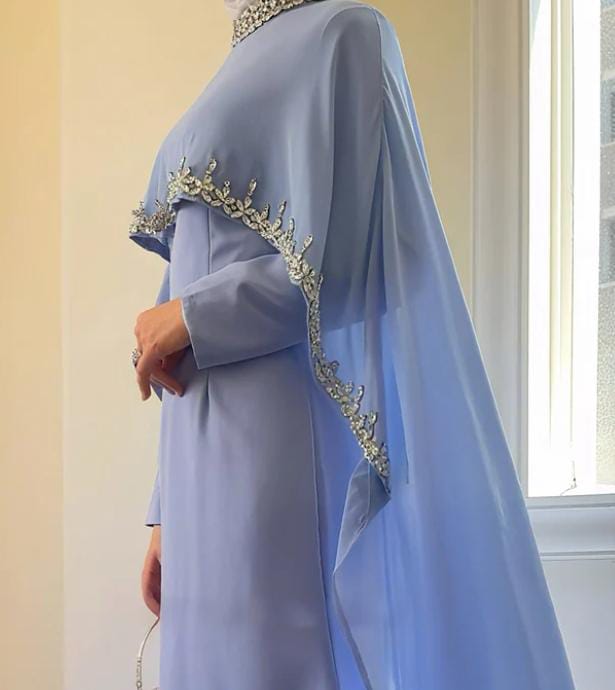 Celestial Rhinestone Cape Abaya | Luxury 2-Piece Set
